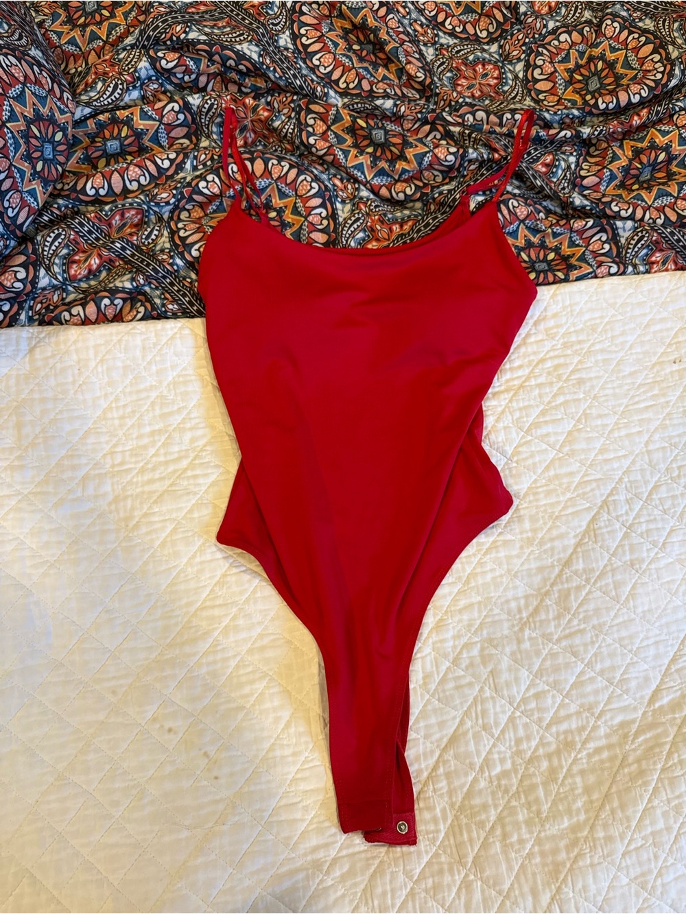 Red One-Piece Bodysuit - Classic Scoop Neck